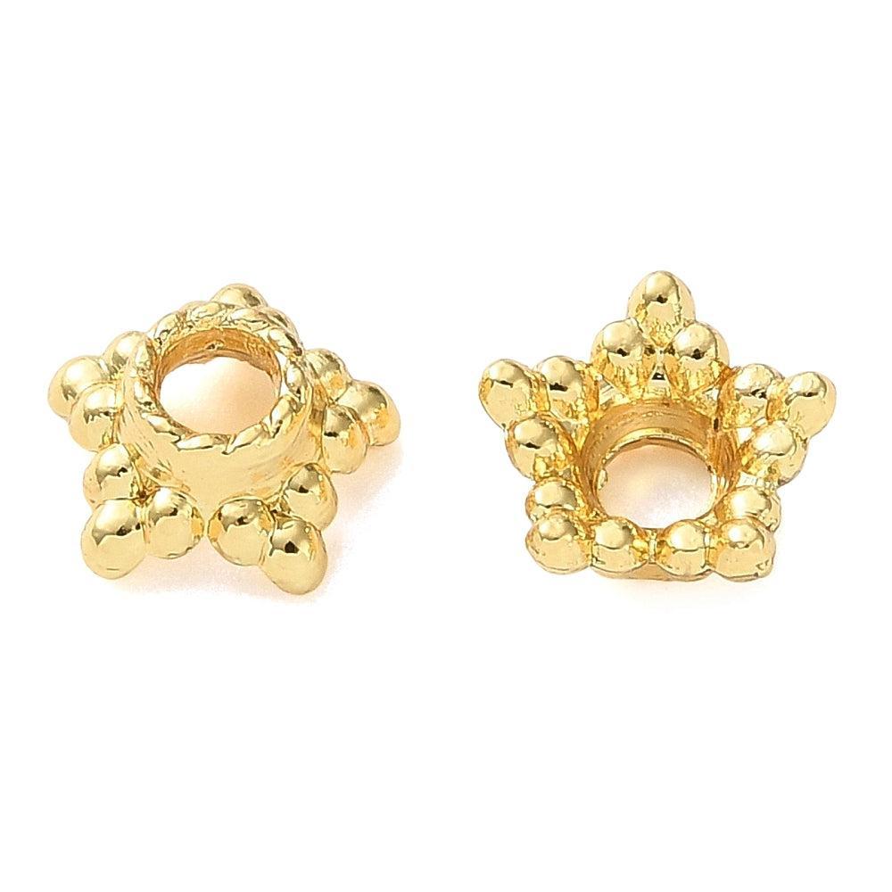 Brass Kraalkapjes Ster Goud 6.5x7mm - per stuk-Kralen-Kraaltjes van Renate