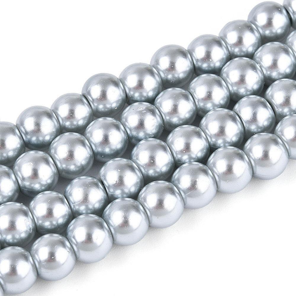 Kralen Glasparel Light Steel Blue 6.5mm - ±68 stuks-Kralen-Kraaltjes van Renate