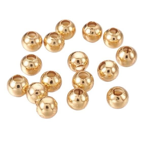 Kralen RVS 24K goud rond 4x3,5mm - 25 stuks-Onderdelen-Kraaltjes van Renate