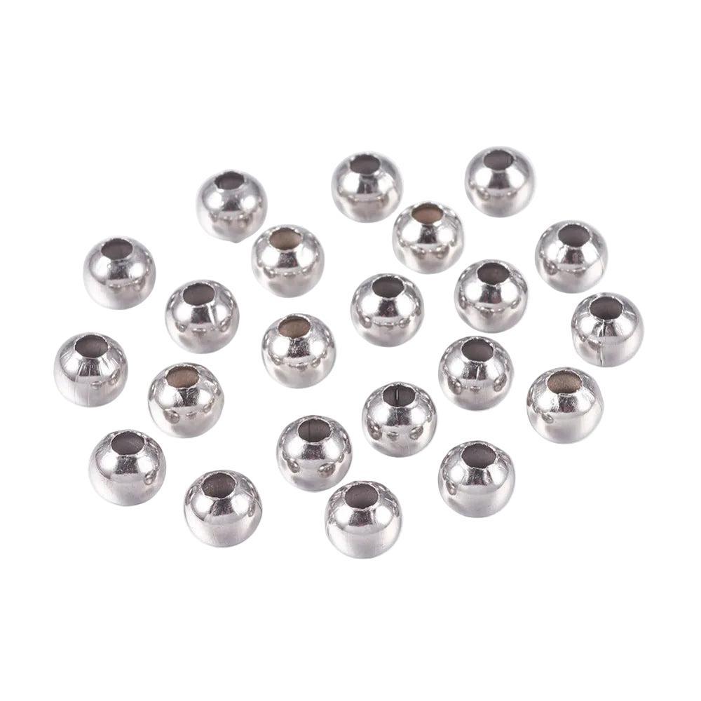 Kralen RVS Rond Zilver 6mm Spacer - per 20 stuks-Kralen-Kraaltjes van Renate