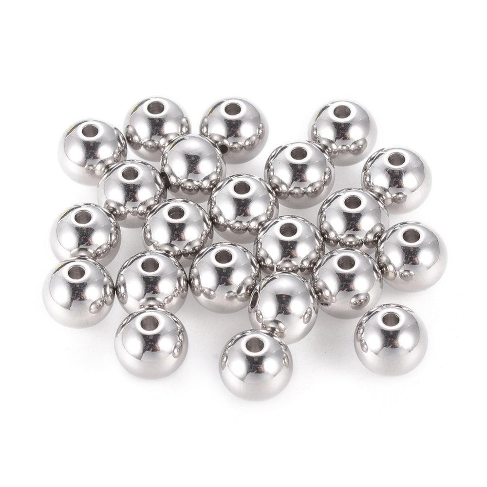Kralen RVS Rond Zilver 8mm - per 10 stuks-Kralen-Kraaltjes van Renate