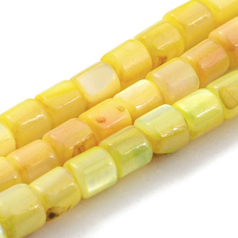 Kralen Schelp tube Geel 5.5x5mm- per stuk-Kralen-Kraaltjes van Renate