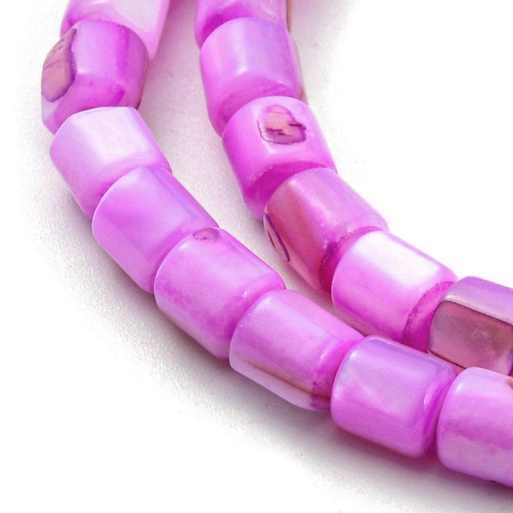 Kralen Schelp tube Magenta 5.5x5mm- per stuk-Kralen-Kraaltjes van Renate
