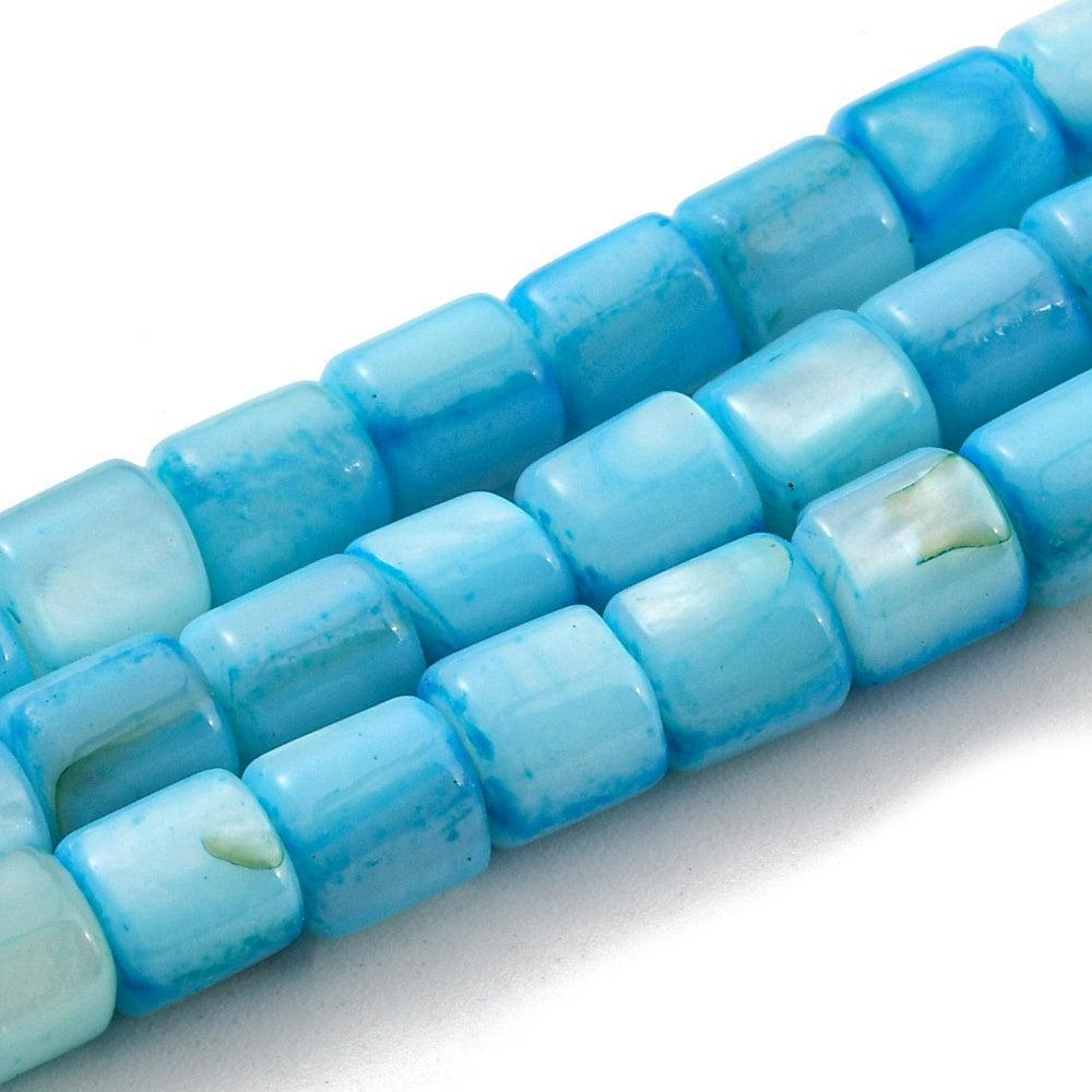 Kralen Schelp tube Sky Blue 5.5x5mm- per stuk-Kralen-Kraaltjes van Renate