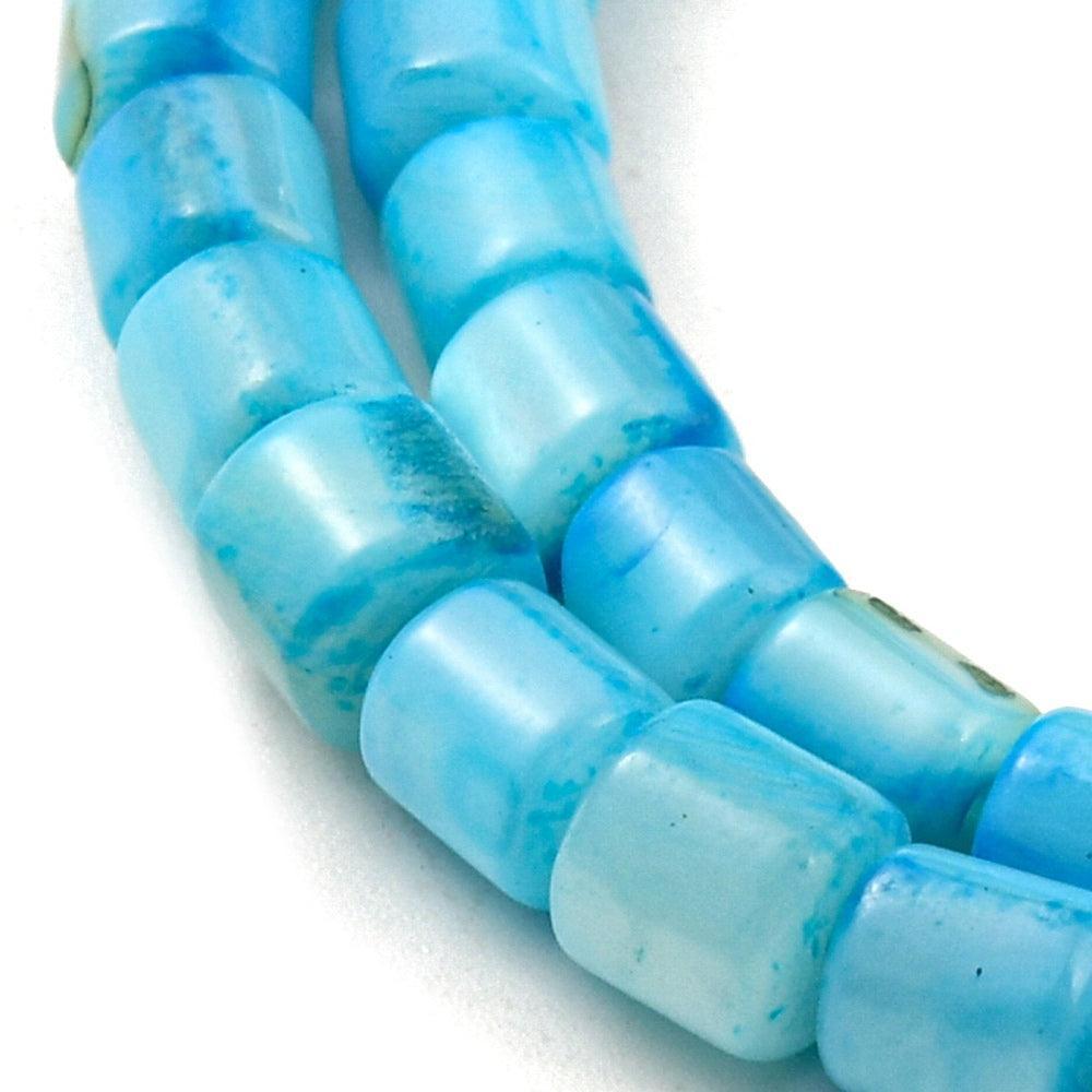 Kralen Schelp tube Sky Blue 5.5x5mm- per stuk-Kralen-Kraaltjes van Renate