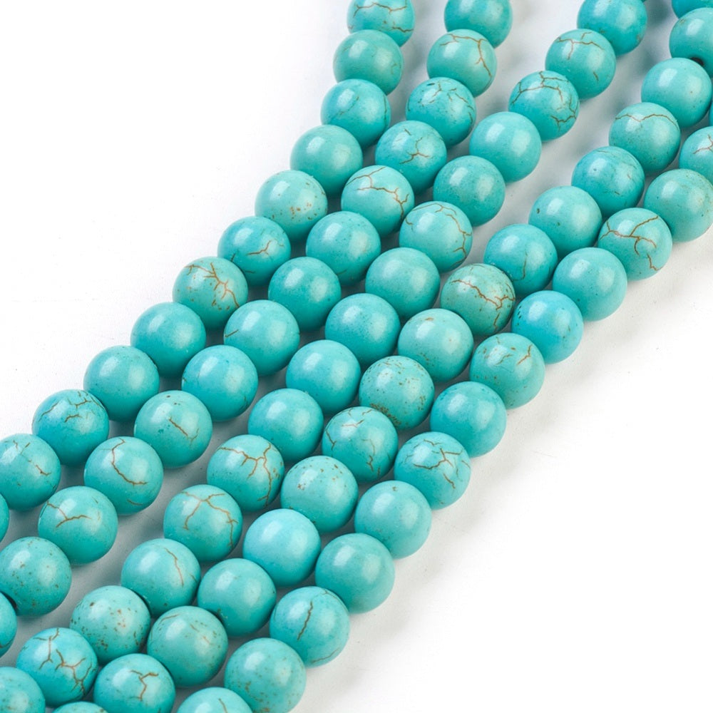 Kralen Synthetisch Rond Zeegroen 6mm - per streng ±67 stuks-Kralen-Kraaltjes van Renate