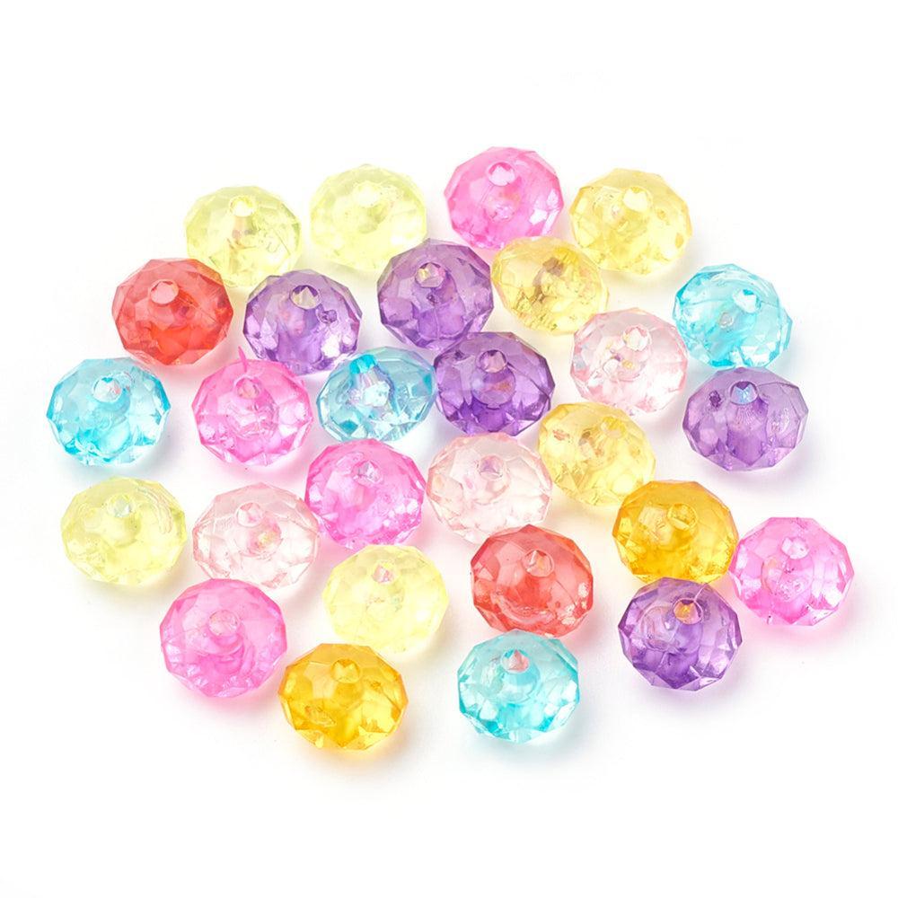 Kralen acryl facetten rondelle multicolor 8mm- per 75 stuks-bedels-Kraaltjes van Renate
