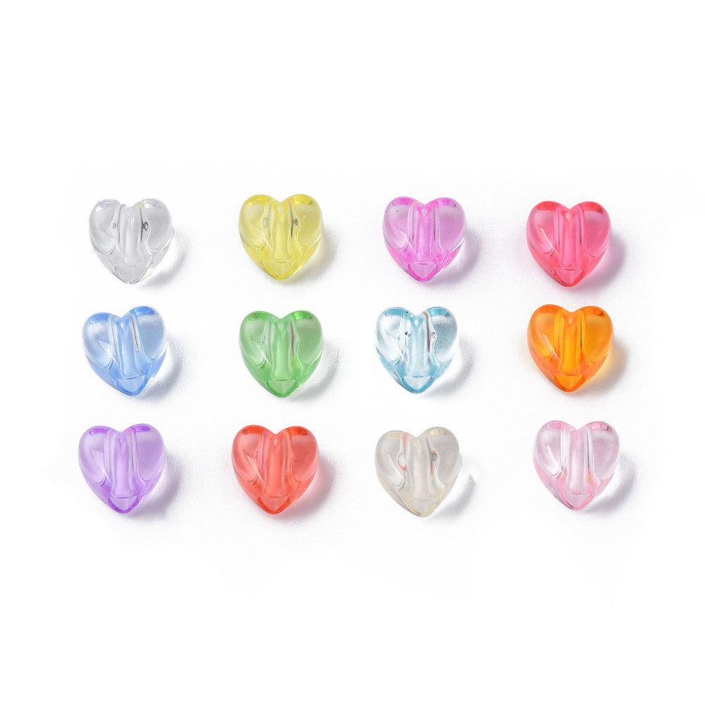 Kralen acryl hartjes Transparant Mix 8,5mm - 35 Stuks-Kralen-Kraaltjes van Renate