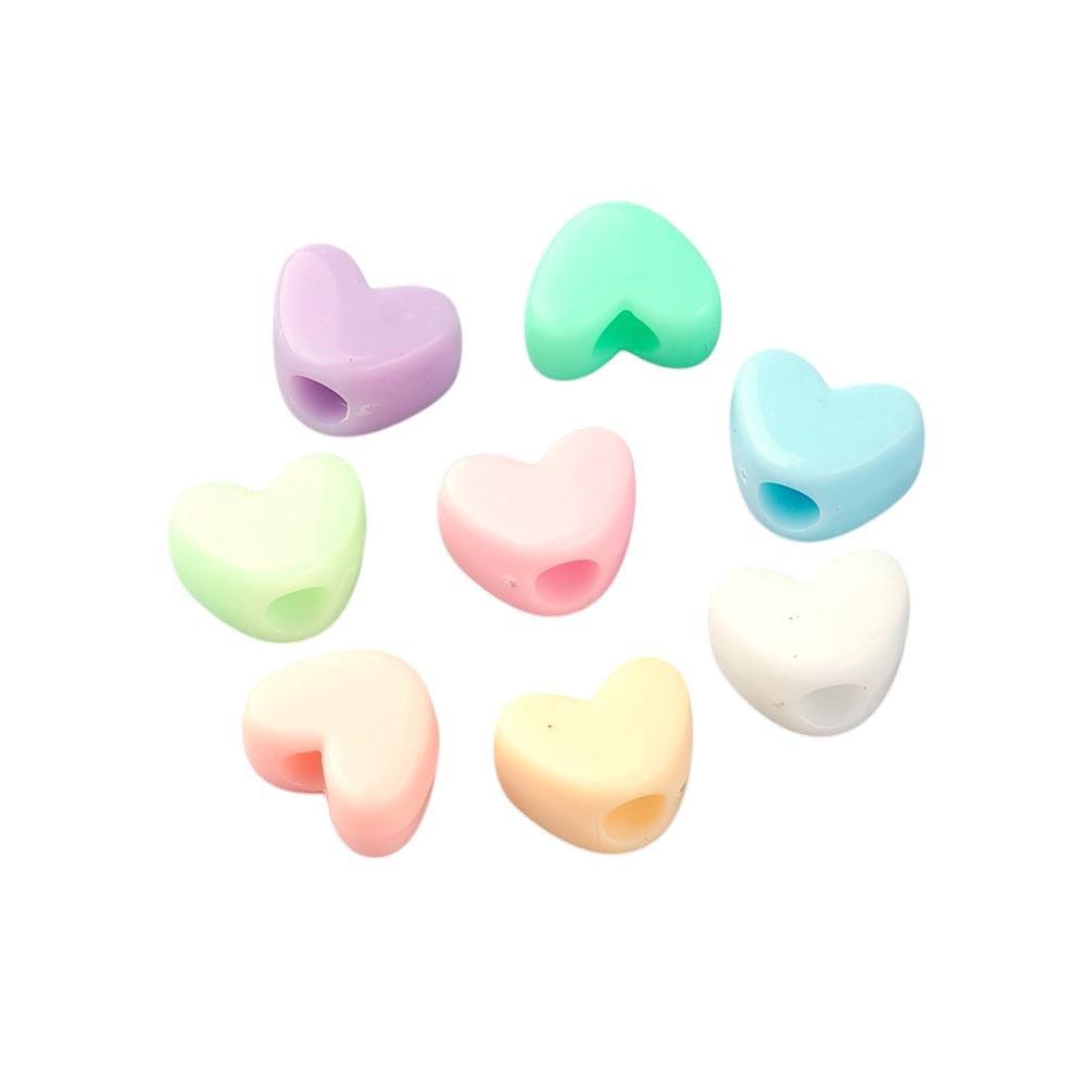 Kralen acryl hartjes pastelmix 9mm- per 45 stuks-bedels-Kraaltjes van Renate