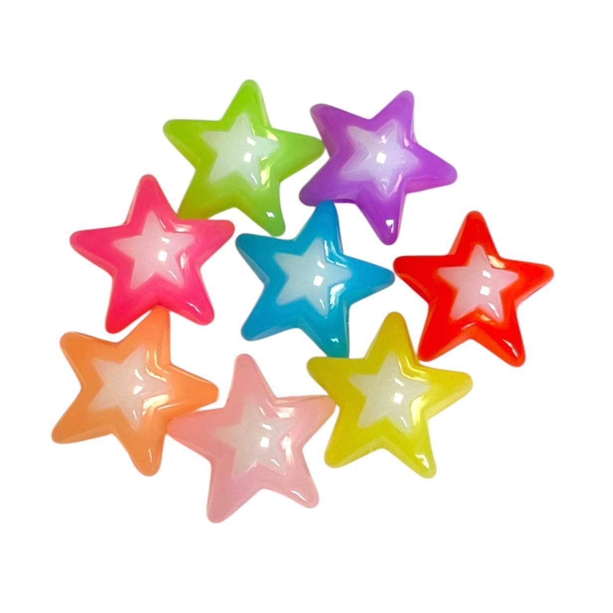 Kralen acryl sterretjes gekleurd 16mm- per 8 stuks-bedels-Kraaltjes van Renate