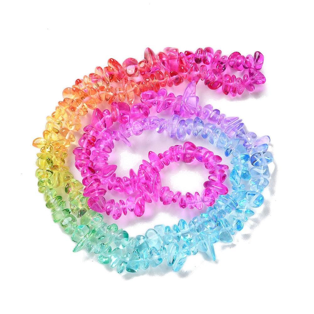 Kralen chips rainbow 4x10mm- ± 35cm-Kralen-Kraaltjes van Renate