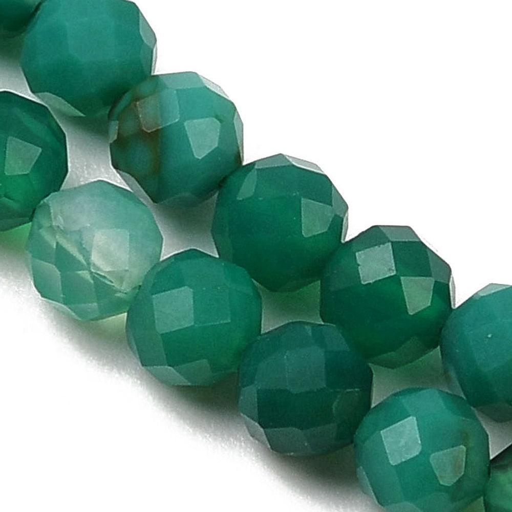 Kralen edelsteen agaat faceted groen 4,5mm - per 20 stuks-bedels-Kraaltjes van Renate