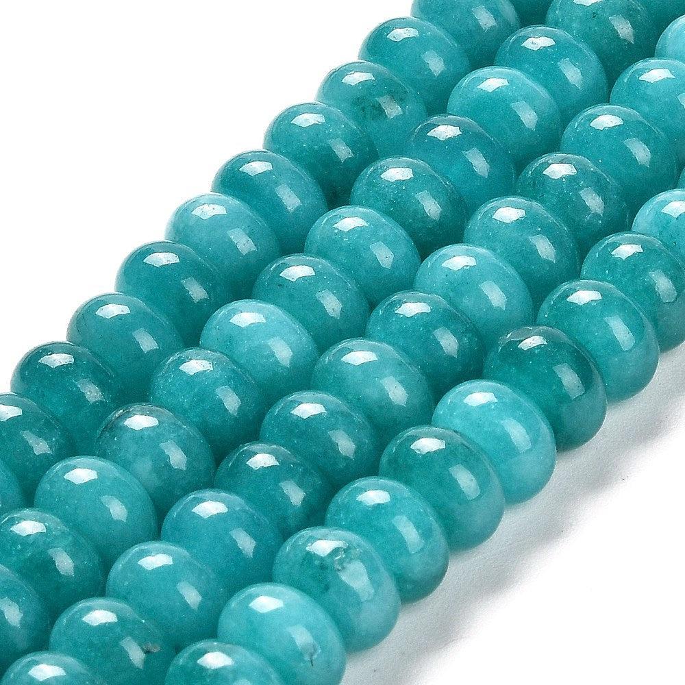 Kralen edelsteen jade rondelle turquoise 10mm- 10 stuks-Kralen-Kraaltjes van Renate