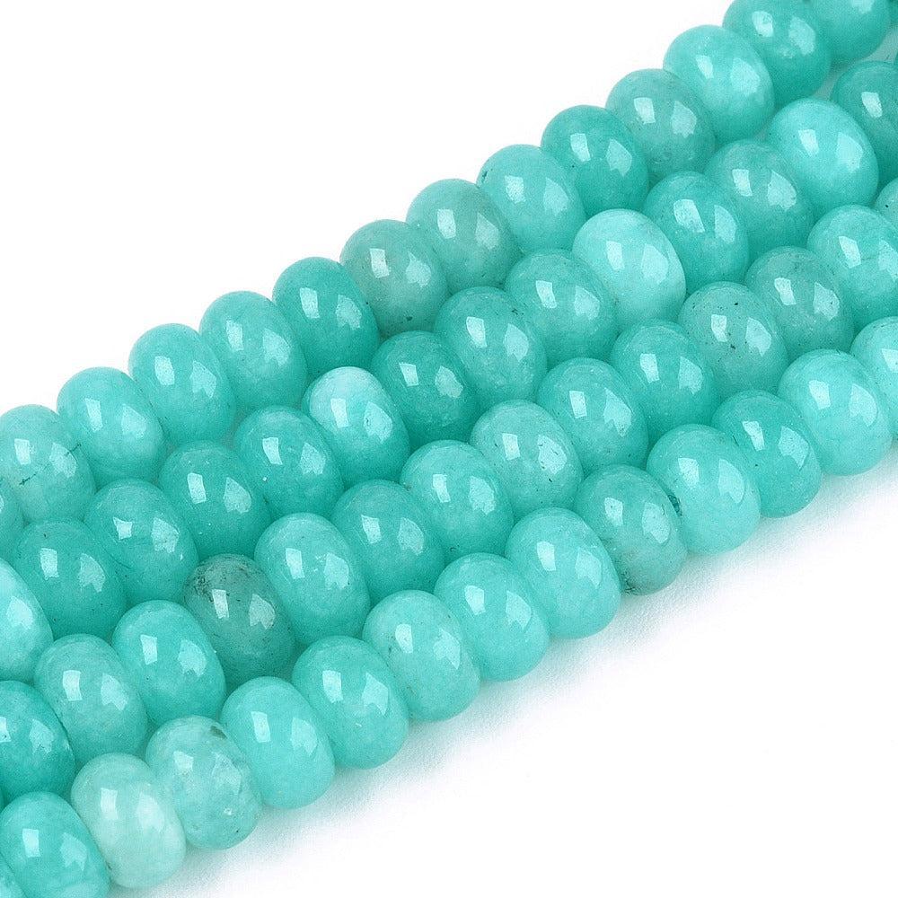 Kralen edelsteen jade rondelle turquoise 6mm- ±20 stuks-Kralen-Kraaltjes van Renate