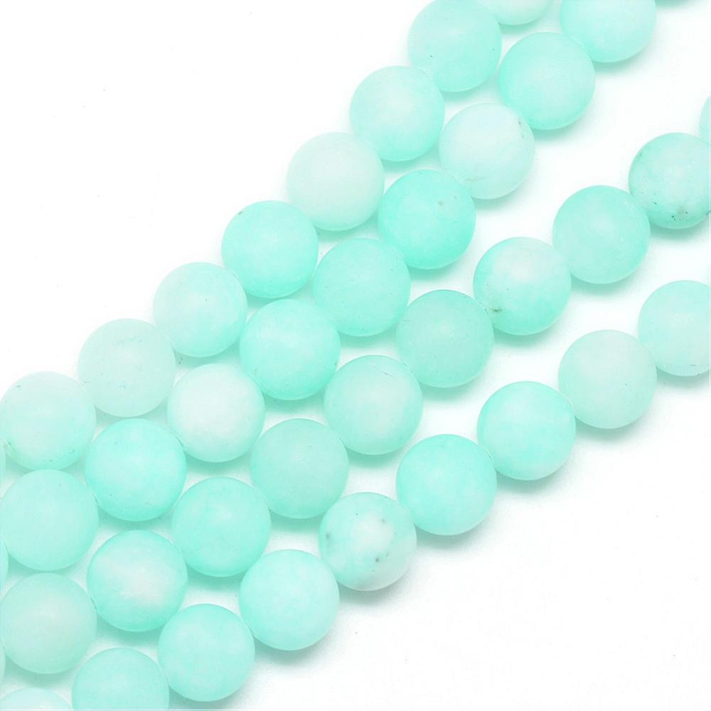 Kralen edelsteen jade turquoise frosted 10mm- per stuk-Kralen-Kraaltjes van Renate
