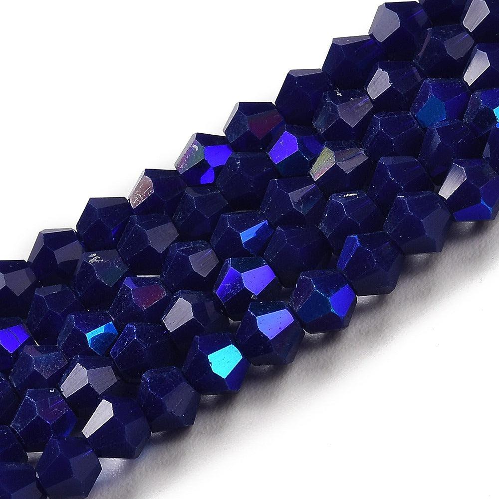 Kralen facet AB color plated bicone 4mm dark blue- ±80 stuks-ketting-Kraaltjes van Renate