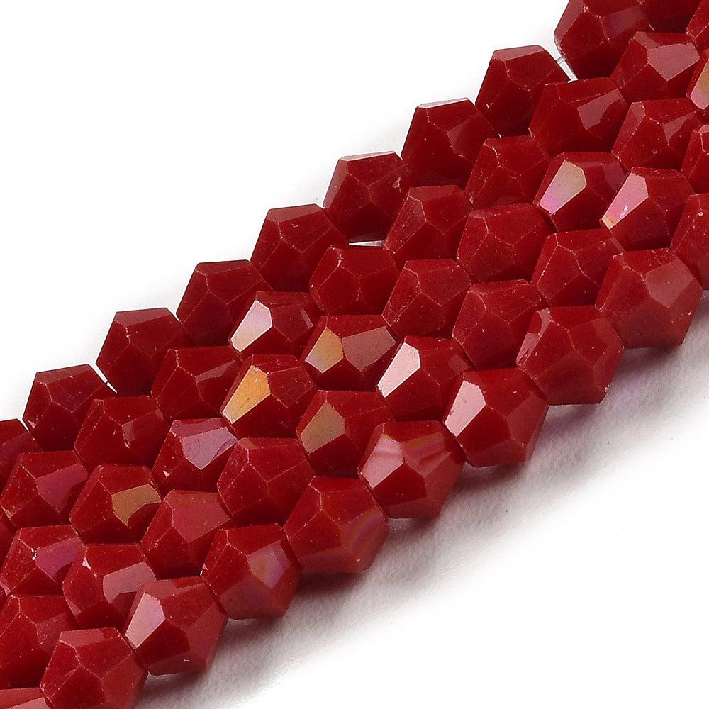 Kralen facet AB color plated bicone 4mm dark red- ±80 stuks-ketting-Kraaltjes van Renate