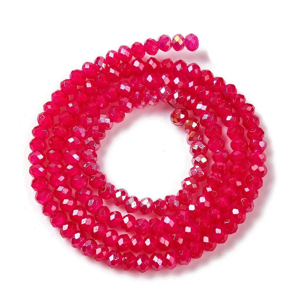 Kralen facet AB plated fuchsia 3x2mm- ±150 stuks-ketting-Kraaltjes van Renate