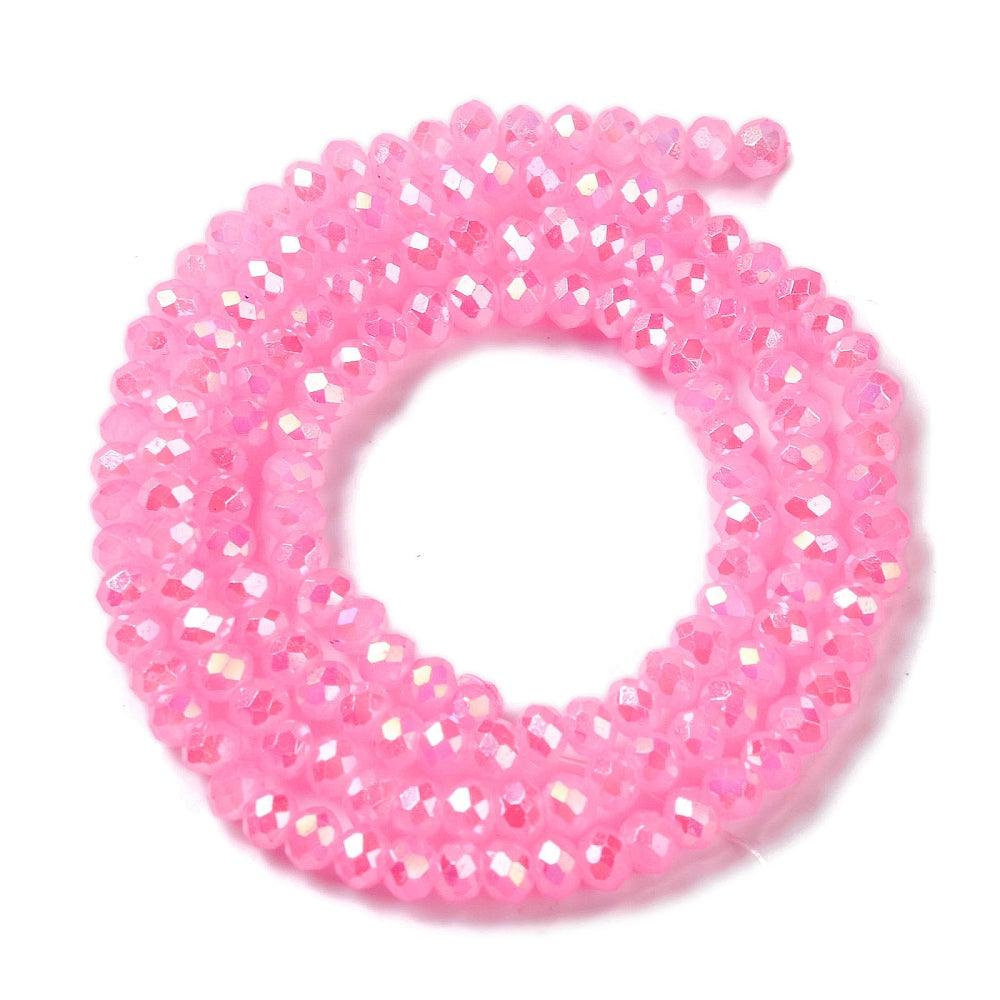 Kralen facet AB plated pink 3x2mm- ±150 stuks-ketting-Kraaltjes van Renate