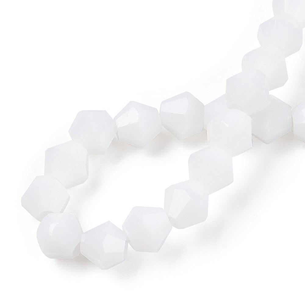Kralen facet bicone 6x6mm snow- ±45 stuks-ketting-Kraaltjes van Renate