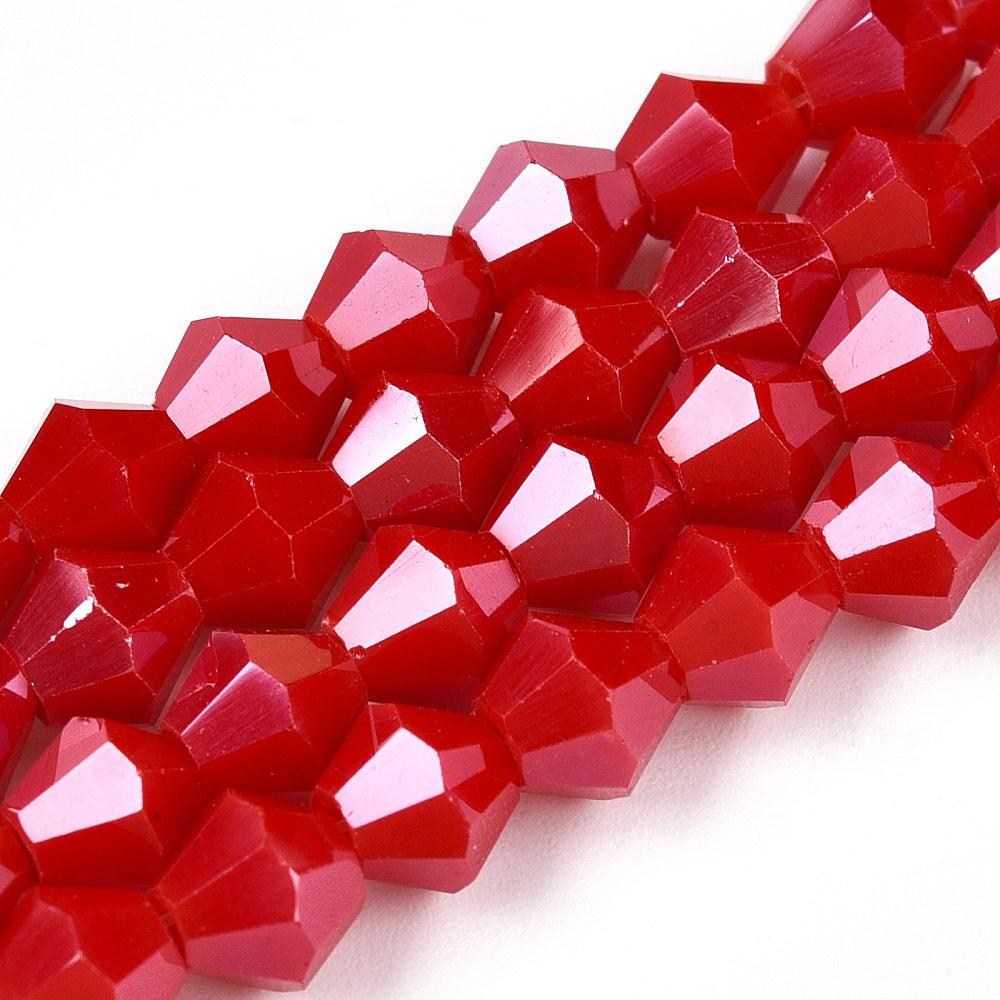 Kralen facet luster plated bicone 6x5,5mm crimson- ±45 stuks-ketting-Kraaltjes van Renate