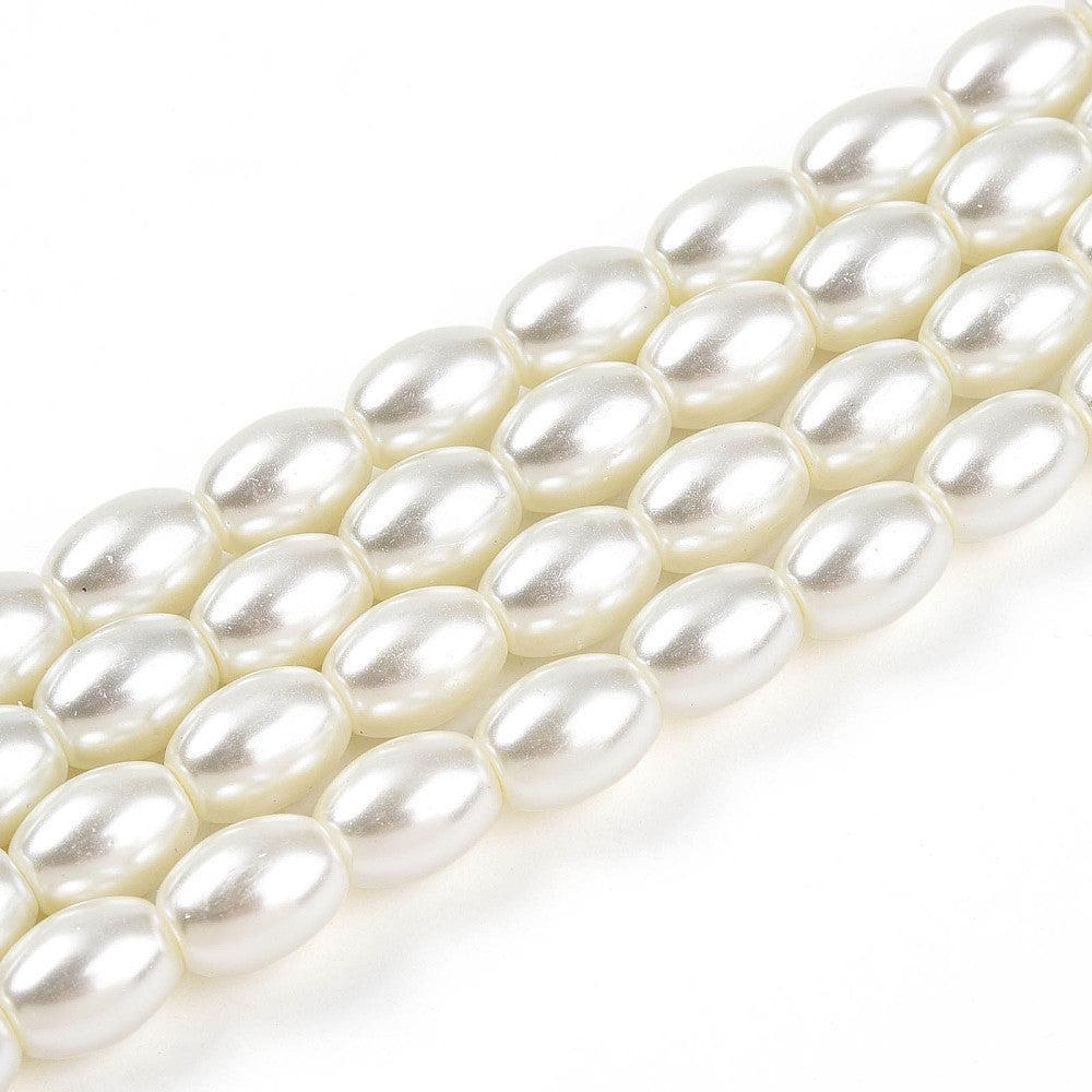 Kralen glas Parel Ovaal Cream White 4x6mm - ± 65 Stuks-Kralen-Kraaltjes van Renate