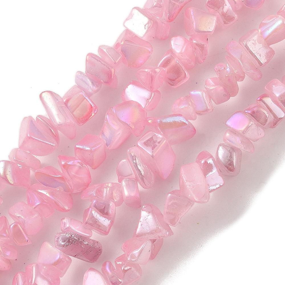 Kralen glas chips roze 4x8mm- per ±20cm-Kralen-Kraaltjes van Renate