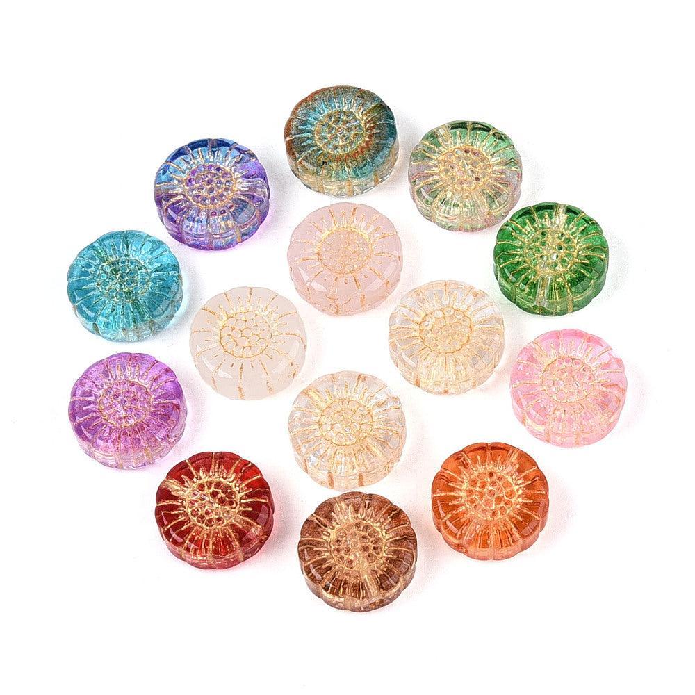 Kralen glas sunflower gekleurd 12,5mm - 10 stuks-bedels-Kraaltjes van Renate