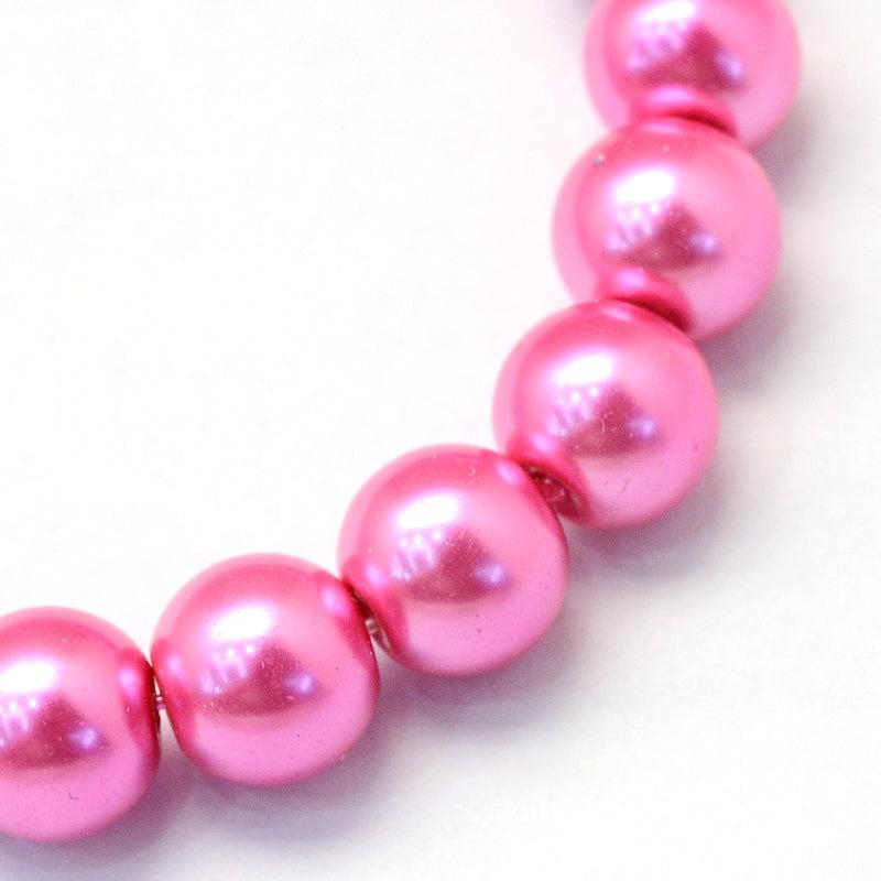 Kralen glasparels Hot Pink 6-7mm - ±68 stuks-Kralen-Kraaltjes van Renate