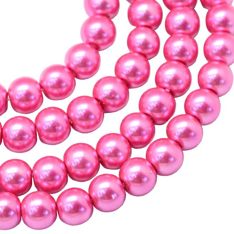 Kralen glasparels Hot Pink 6-7mm - ±68 stuks-Kralen-Kraaltjes van Renate