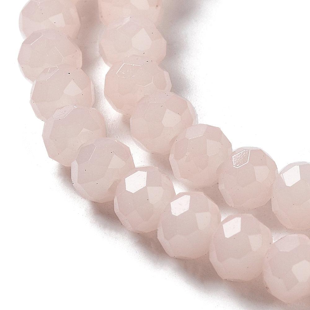 Kralen imitatie jade facet misty rose 6x5mm- per 85 stuks-Kralen-Kraaltjes van Renate