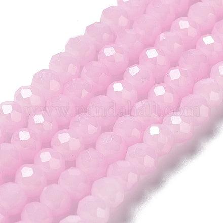 Kralen imitatie jade facet pearl pink 6x5mm- per 85 stuks-Kralen-Kraaltjes van Renate