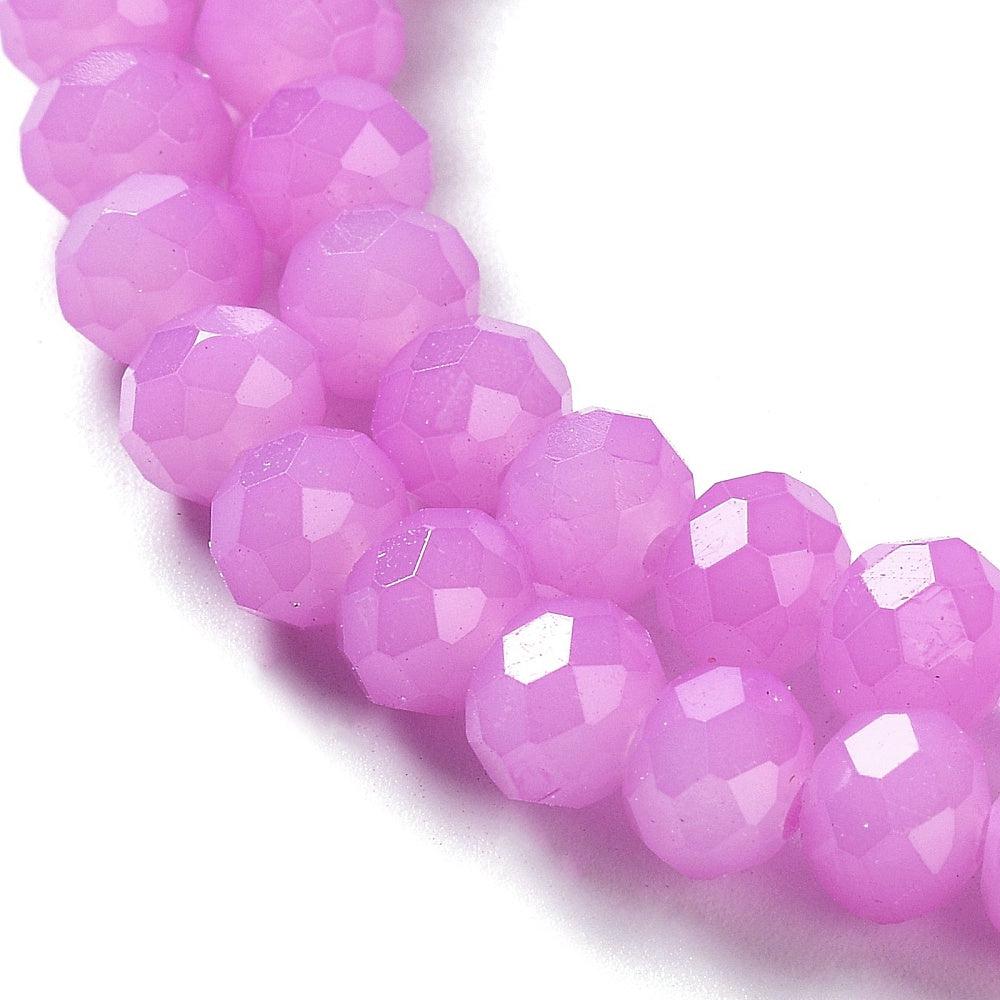Kralen imitatie jade facet violet 6x5mm- per 85 stuks-Kralen-Kraaltjes van Renate