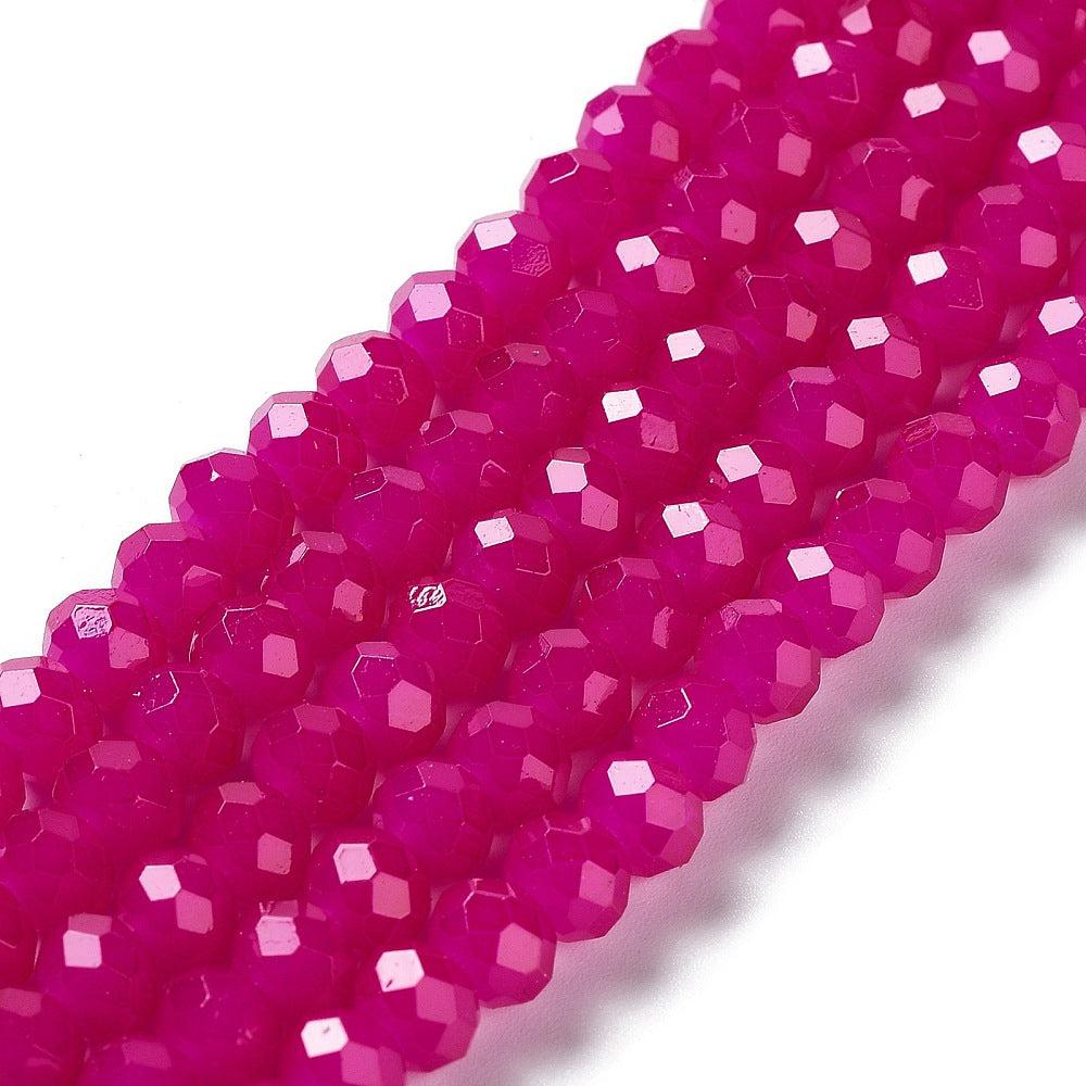 Kralen imitatie jade facet violet red 6x5mm- per 85 stuks-Kralen-Kraaltjes van Renate