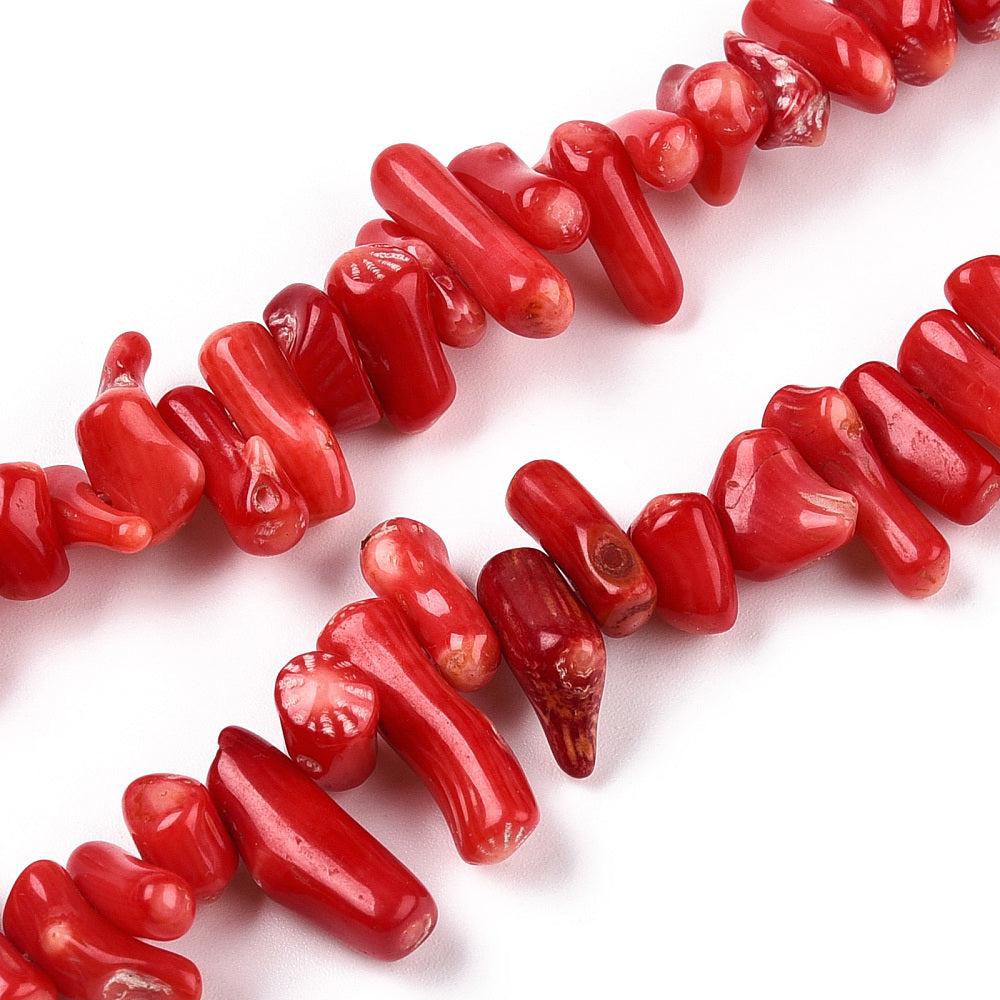 Kralen koraal chips rood 10x4mm- per 10 gram-Kralen-Kraaltjes van Renate