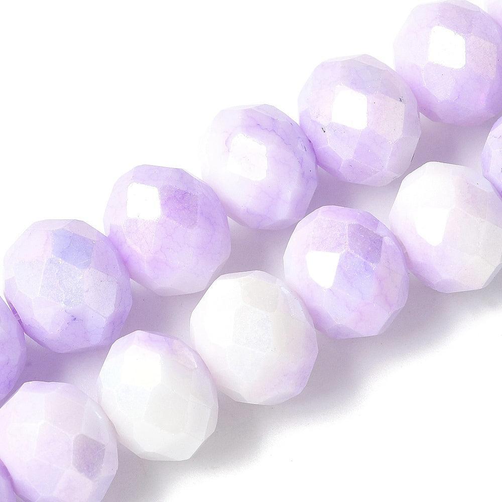 Kralen lampwork faceted rondelle paars 10mm- per stuk-Kralen-Kraaltjes van Renate
