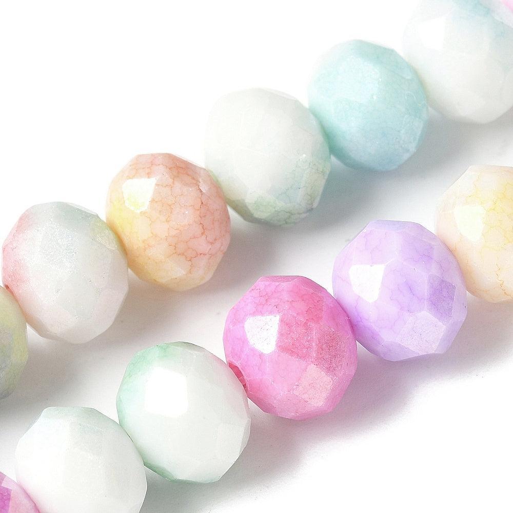 Kralen lampwork faceted rondelle pastel 10mm- per stuk-Kralen-Kraaltjes van Renate