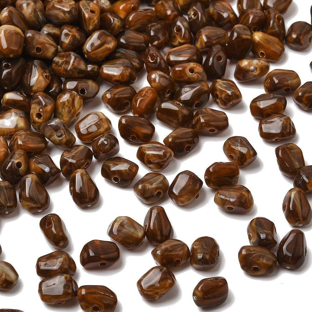 Kralen nugget acryl saddle brown 9mm - ±25 stuks-bedels-Kraaltjes van Renate