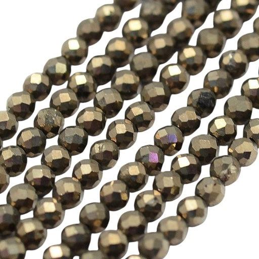 Kralen pyrite faceted 2mm- per ±9cm-Kralen-Kraaltjes van Renate