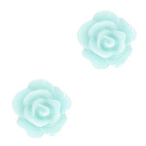 Kralen roosje Light turquoise blue 10mm-Kraaltjes van Renate