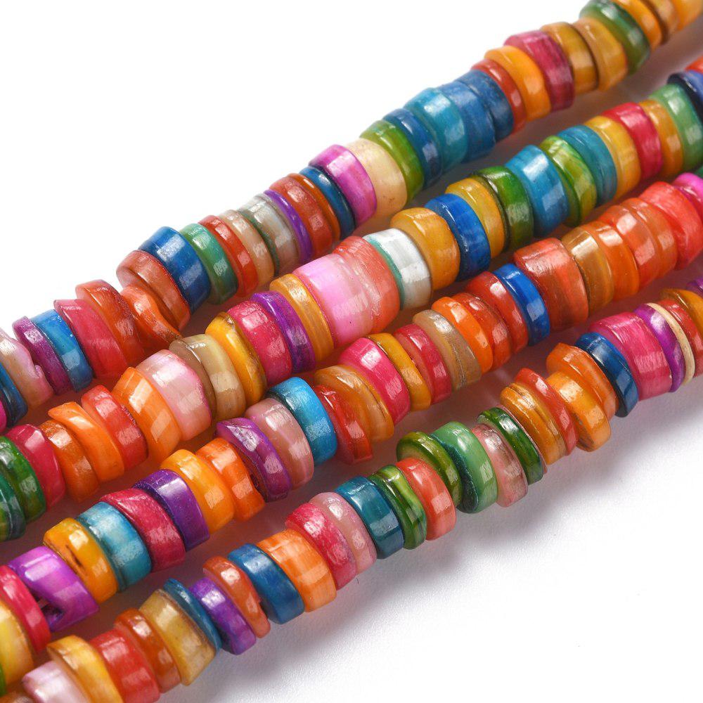 Kralen schelp disc multicolor 6x2mm- ±50 stuks-bedels-Kraaltjes van Renate