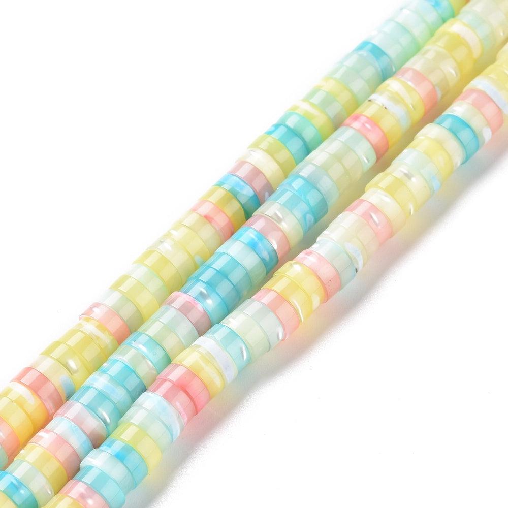 Kralen schelp disc multicolor 6x2mm- ±25 stuks-bedels-Kraaltjes van Renate