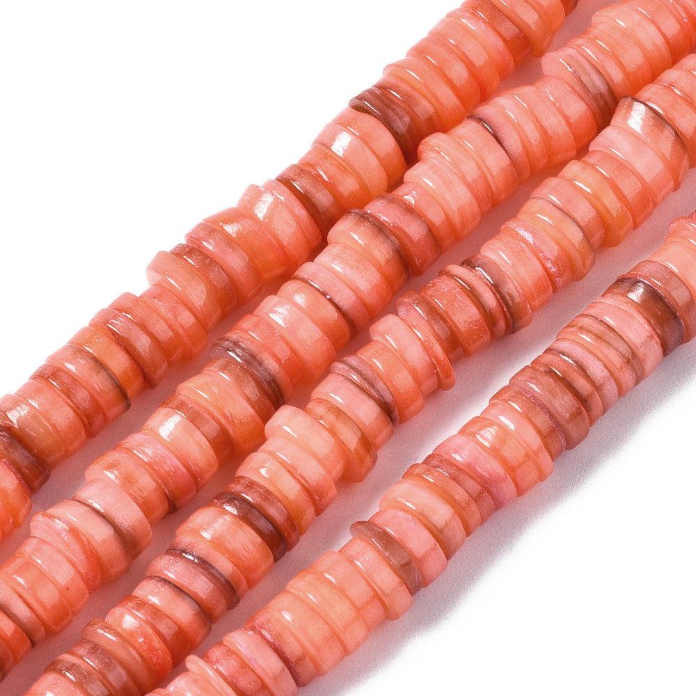 Kralen schelp disc salmon 6x2mm- ±50 stuks-bedels-Kraaltjes van Renate