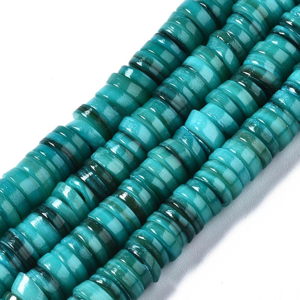 Kralen schelp disc teal 6x2,5mm- ±50 stuks-bedels-Kraaltjes van Renate