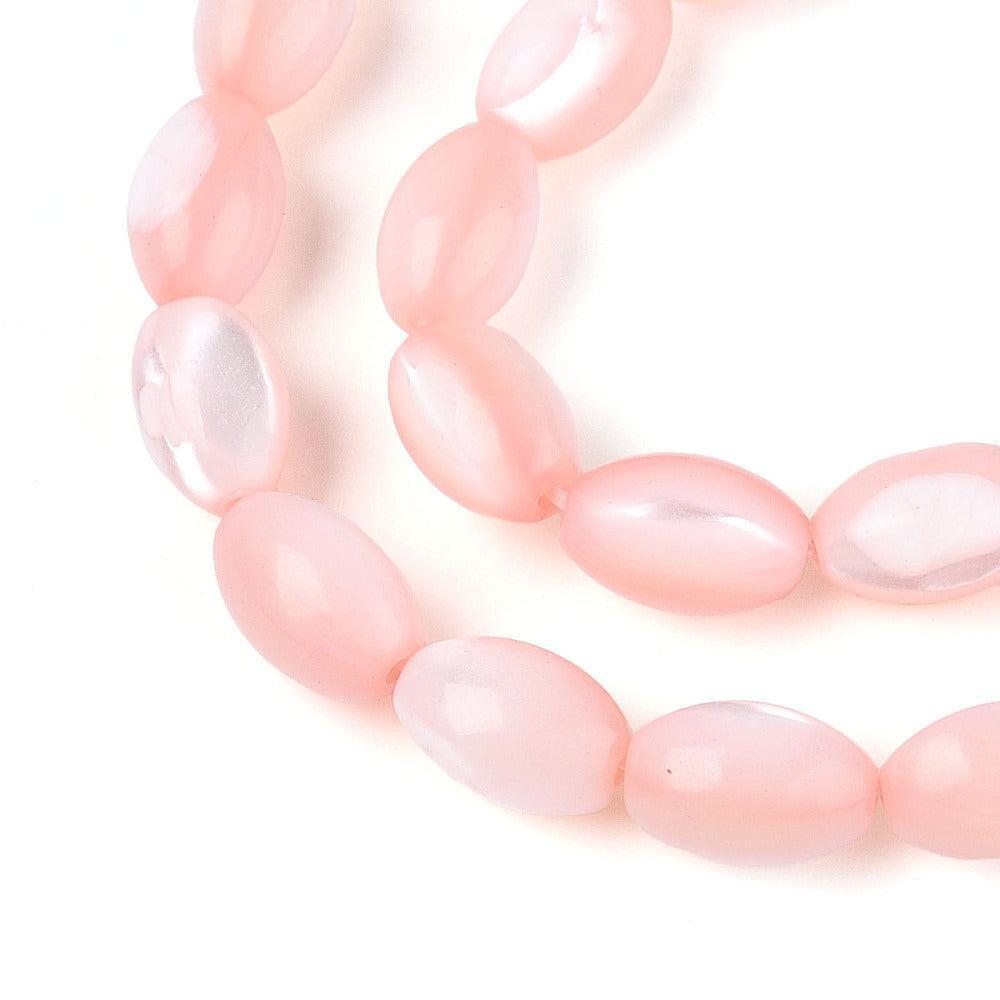 Kralen schelp pearl pink ovaal 8mm - per 10 stuks-bedels-Kraaltjes van Renate