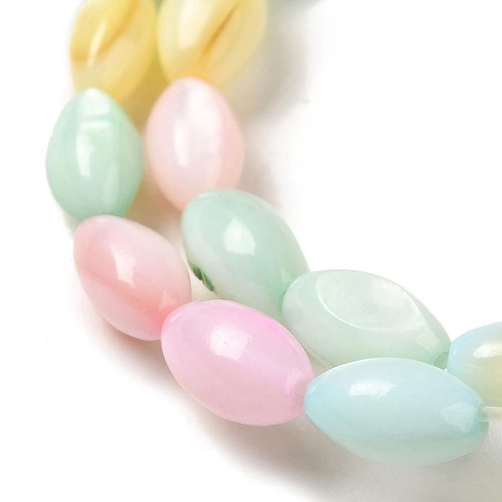 Kralen schelp zoetwater rice 7mm pastel- 9cm-Kralen-Kraaltjes van Renate