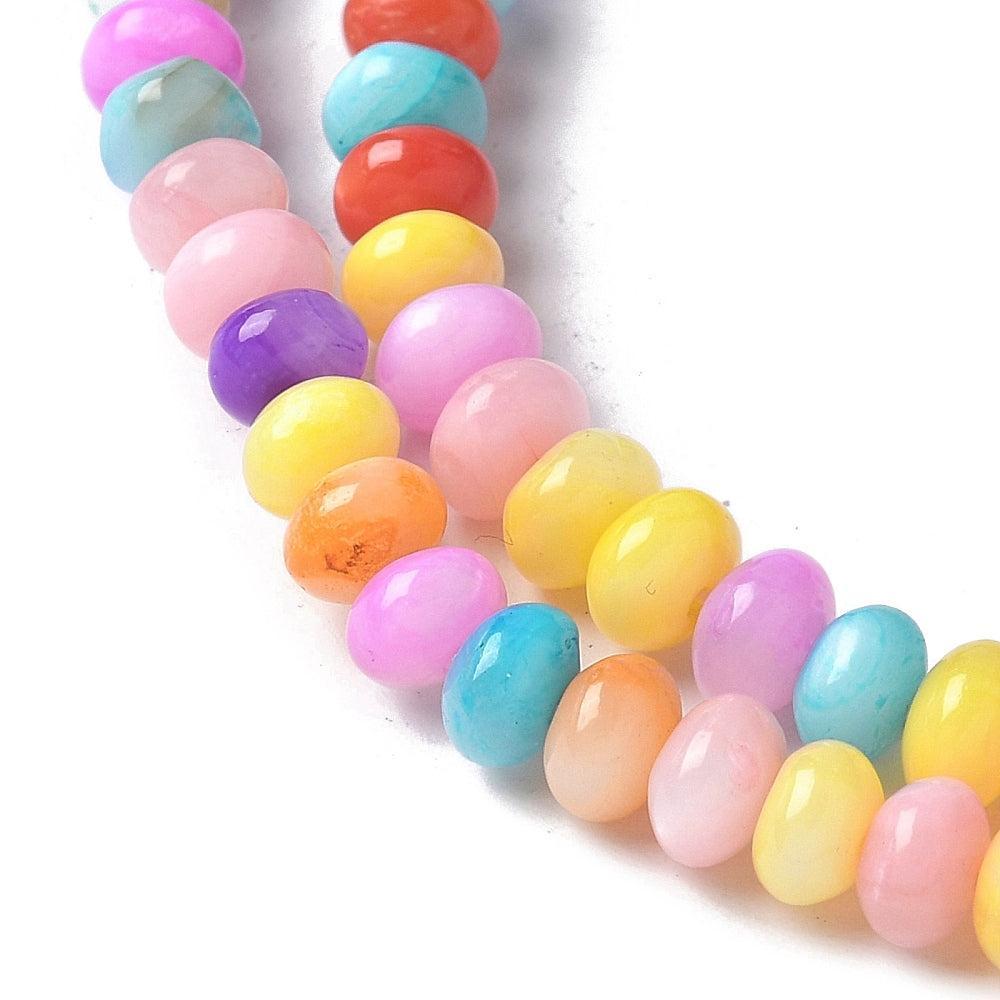 Kralen schelp zoetwater rondelle 5mm pastel- 9cm-Kralen-Kraaltjes van Renate