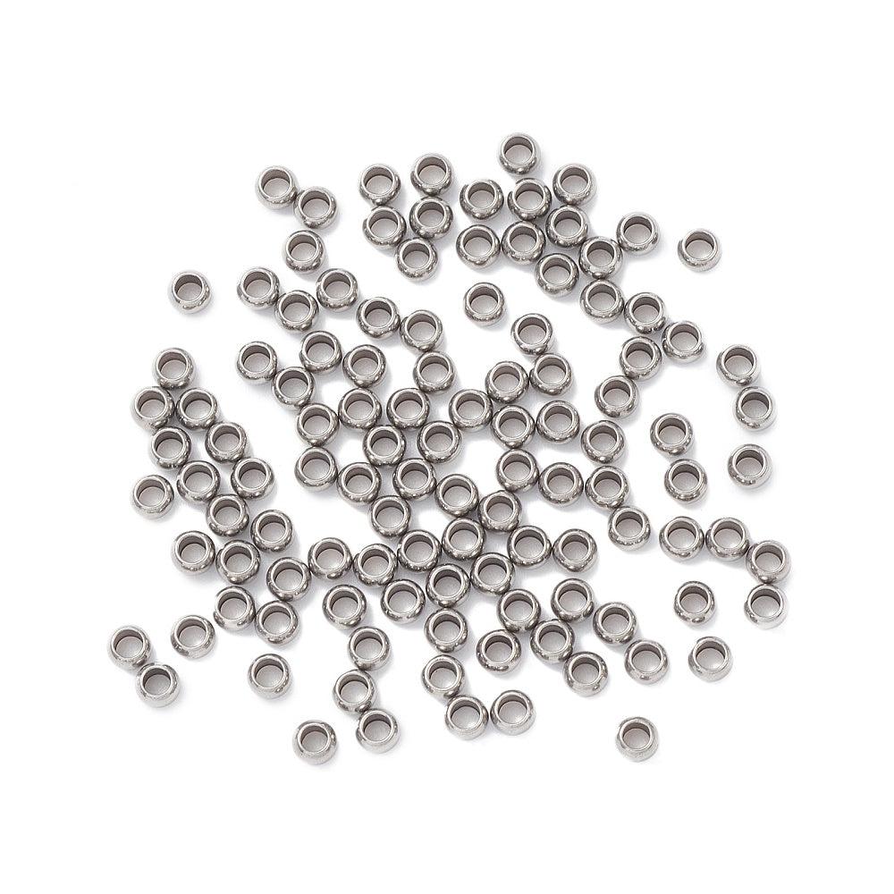 Kralen spacer 3x2mm RVS zilver- per 25 stuks-Onderdelen-Kraaltjes van Renate