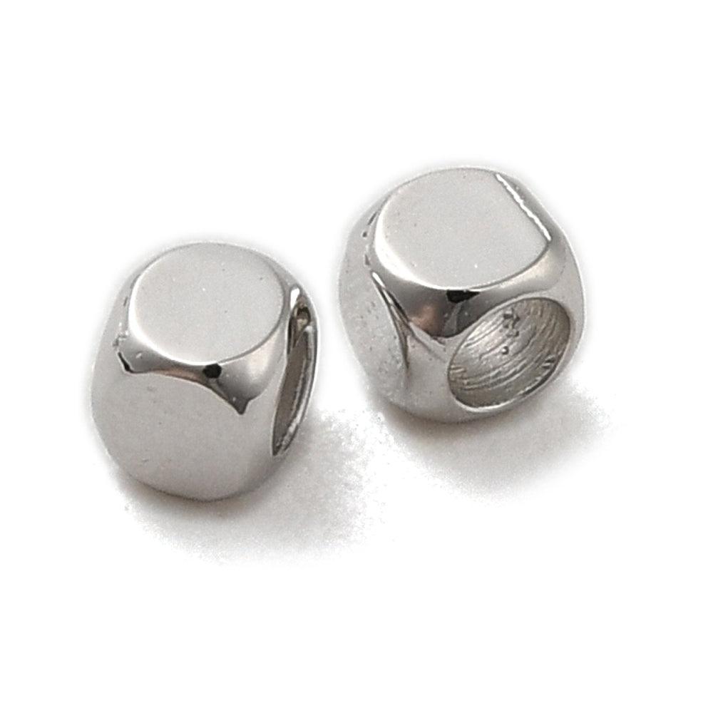 Kralen spacer cube zilver 2mm- per 25 stuks-Onderdelen-Kraaltjes van Renate