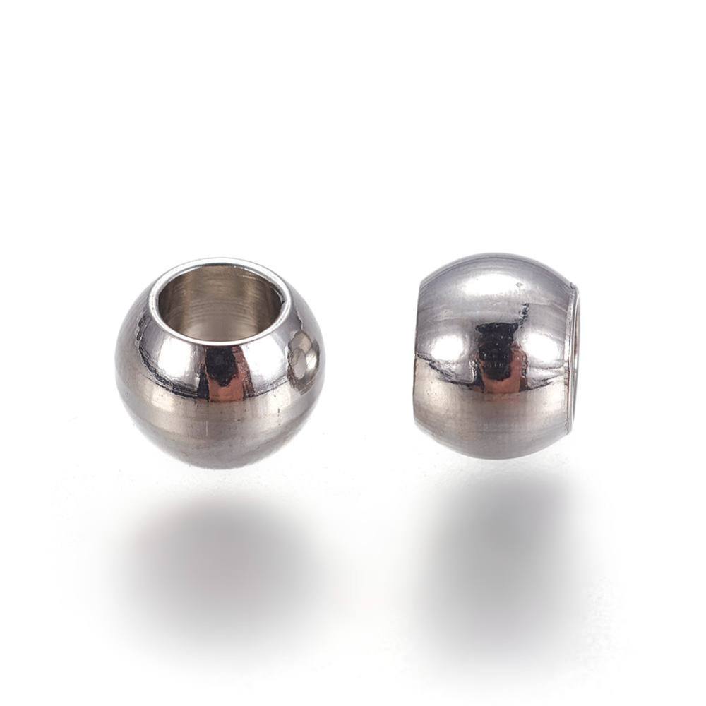 Kralen spacer rond zilver RVS 4x3mm-Onderdelen-Kraaltjes van Renate